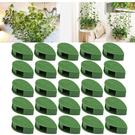Tuteur pour végétaux 50pcs Clips de fixation murale pour plantes grimpantes, Clips muraux auto-adhésifs en forme de feuille pour plantes de vignes murales (50) (1/5)