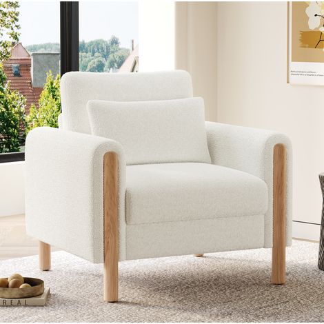Poltrona relax in teddy con cuscino bianca OKMYHOME (1/5)