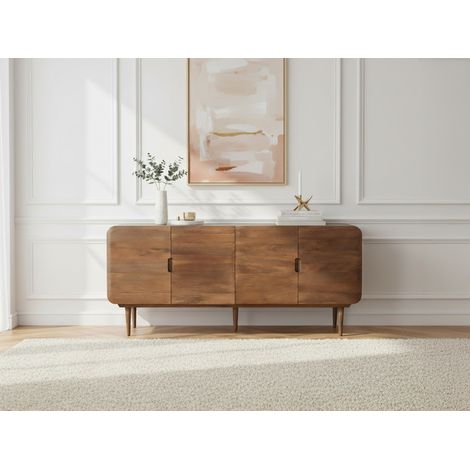 BOBOCHIC - Buffet 4 portes 180 cm BRUNE bois massif de manguier (1/5)