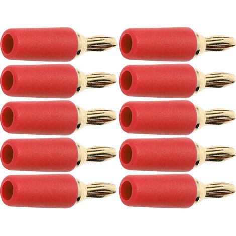 10 pièces fiche banane 2.5mm en laiton plaqué or Type de soudure connecteur mâle ensemble d'accessoires Kit rouge