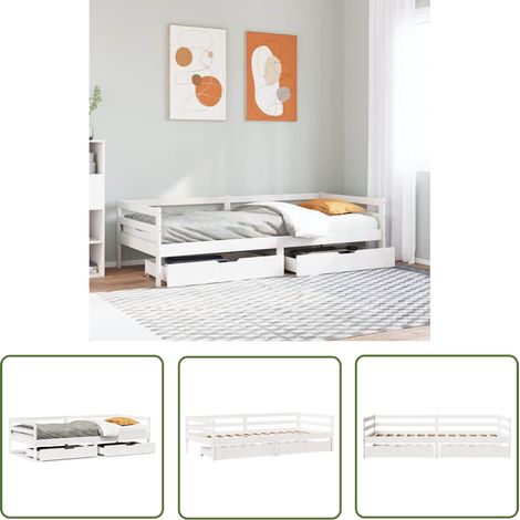 vidaXL Tagesbett mit Schubladen Weiß 90x200 cm Kiefernholz (1/5)
