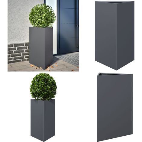 vidaXL Jardinière anthracite triangulaire 50x43x75 cm acier (1/5)