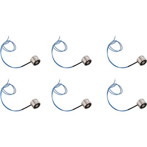 6 aimants de levage électriques à ventouse, électroaimant 12 V CC, 2,5 kg (5,5 lb), 20 x 15 mm (1/5)