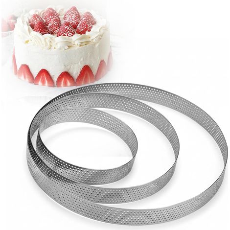 Set of 3 Stainless Steel Perforated Tartlet Moulds Diameter 10/15/20 cm (1/5)