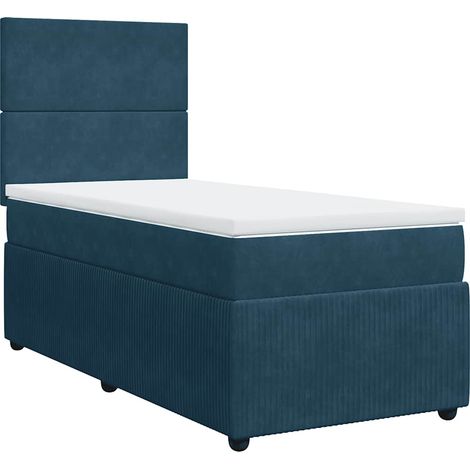 Maison Exclusive - Sommier à lattes de lit avec matelas Bleu foncé 90x190 cm (1/5)
