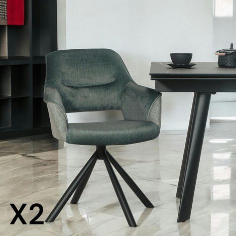 Fauteuil pivotant bi-matière, couleur lagon (lot de 2) IENA (1/5)