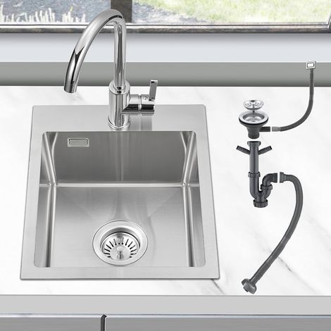 40x34cm Evier de Cuisine Acier Inox 304 Brossé, Lavabo Cuisine 1 Bac (1/5)