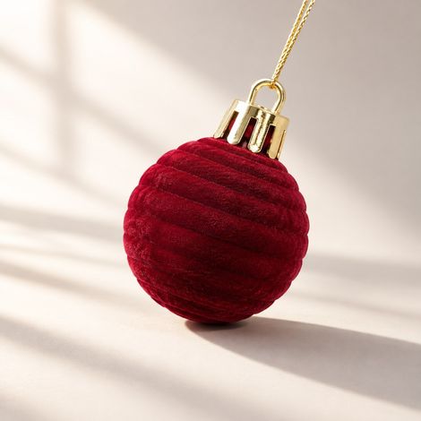 Enowelir Boules De Noël 30pcs Velours Fait Main Textures Variées Décoration Maison Terrasse Balcon Extérieur Rénovation Bricolage Rouge Bordeaux (1/4)