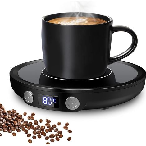 Chauffe Tasse à Café,Chauffe-Bougies Intelligent,Chauffe-Tasses avec 3 Niveaux de température,2-12H Minuterie Chauffe-Bougies Plaque,Chauffe-Boissons pour café,thé,Bougie (Noir) (1/5)