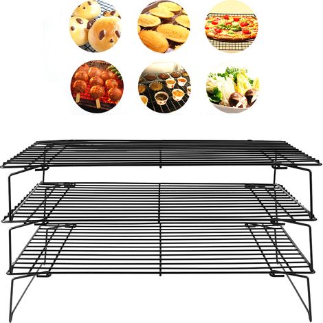 Ortviai Rack de refroidissement pliable 3 niveaux en fer – 40 x 25 x 21 cm, antiadhésif et lave-vaisselle (1/4)
