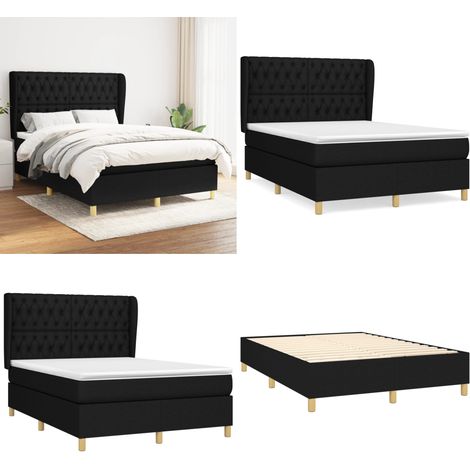Boxspringbett mit Matratze Schwarz 140x200 cm Stoff - Boxspringbett - Doppelbett - Schlafraum - Bettenrahmen - Lattenrost - Home & Living (1/5)
