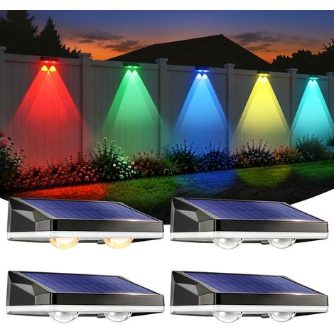 Lampe Solaire Exterieur 13 Modes, Applique Murale LED IP65 Lot de 4 (1/5)