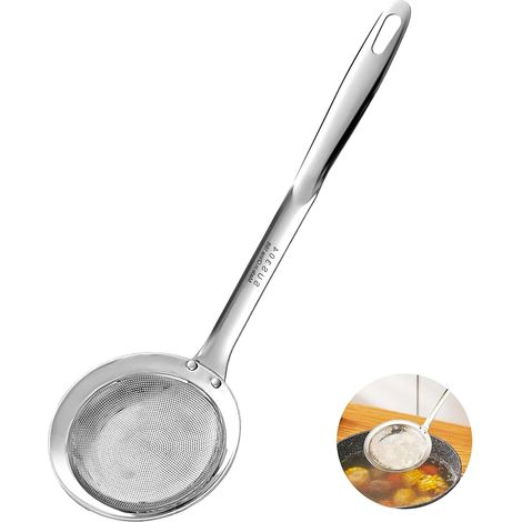 Cuillère à écumoire en acier inoxydable, passoire à mailles fines pour la cuisine, passoire à pâtes et écumoire, passe au lave-vaisselle, gadget de cuisine (8,9 cm) (1/5)