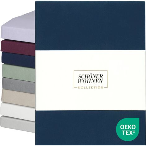 SCHÖNER WOHNEN lenzuolo con angoli BASIC - 1 pezzo 100x200 cm, Blu