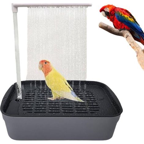 Baño automático para pájaros de jaula, Baño eléctrico para loros con agua circulante, Para cacatúas, agapornis, cotorras y periquitos, Gris (1/5)