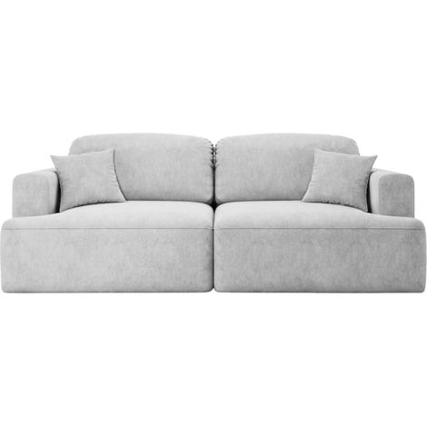 CHIARA - Canapé droit convertible tissu velours 3 places Gris clair (1/5)