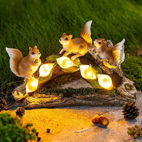 Garteneichhörnchenfiguren, Herbst- und Wintergartendekorationen, Solarstatuen für den Außenbereich