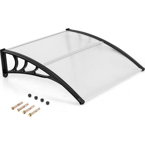 COSTWAY Tettoia per Porta Finestra, Pensilina Tettoia per Porta in Policarbonato, per Protezione da Sole, Pioggia, Neve, per Balcone, Finestre e Porte (102 x 99 x 28 cm,Grigio) (1/5)