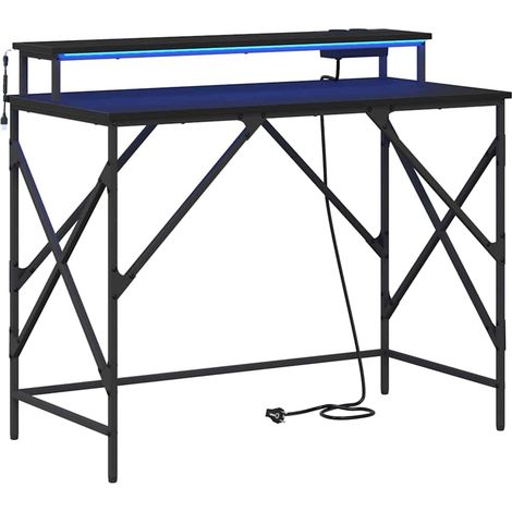 Maison Exclusive - Schreibtisch mit Regal Schwarz Eichen-Optik 10