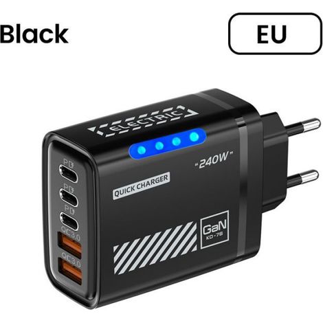 240W chargeur rapide Type C Charge rapide 3.0 5 Ports USB C adaptateur de chargeur mural pour iPhone 15 16 Samsung Xiaomi PD USB