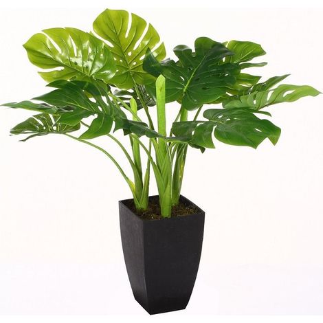 Atmosphera – Plante verte artificielle Philodendron en pot H 70 cm – Feuilles en polyéthylène – Pot en ciment L 15 cm x l 15 cm – Décoration intérieure durable (1/5)
