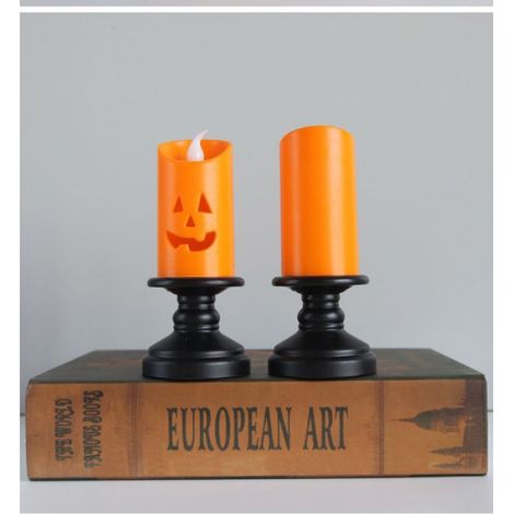 Halloween Citrouille Bougeoirs Coloré LED sans Flamme Lampe Chandelier De Bureau Ornements Maison Décorations Dhalloween,Pâques, (1/4)