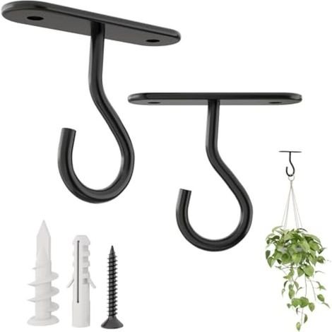 Lot de 2 Crochets de Plafond en Métal Robuste pour Suspension de Plantes – 7,1 cm – Idéal Intérieur, Terrasse, Jardin et Balcon (1/5)