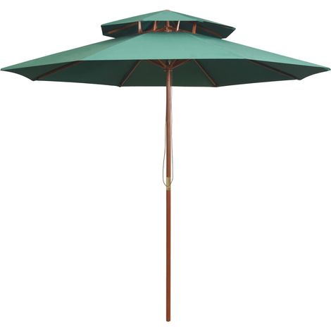 Sonnenschirm mit Entlüftung 270x270 cm Holzmast Grün
