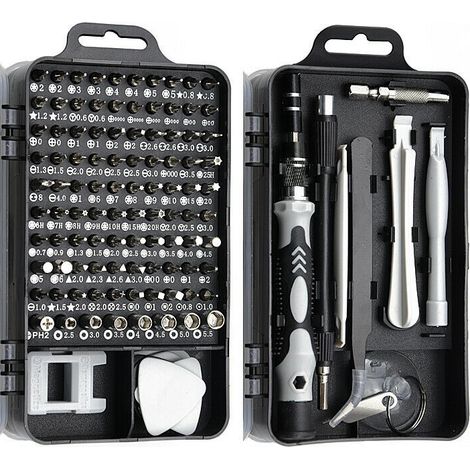 Kit de tournevis de précision 115 en 1 - Outils de démontage et de réparation de montres et de téléphones, ensemble d'outils multifonctions avec embouts cruciformes (1/3)