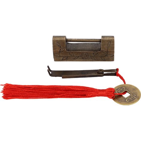 Cadenas antique chinois, design rétro classique, en laiton bronze, 5 x 2 cm / 2,0 x 0,8 po, horizontal, pour boîtes
