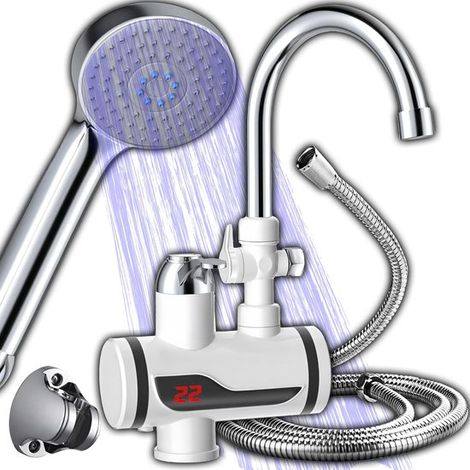 Elektrischer Wasserhahn mit Durchlauferhitzer und Handbrause,Durchlauferhitzer mit LCD-Temperaturanzeige,für Küche und Garten,220 V