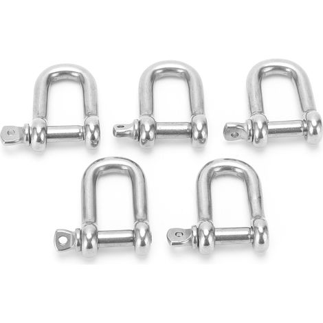 Lot de 5 manilles en D droites M6 courtes en acier inoxydable 304, crochets de gréement pour bateau (1/5)