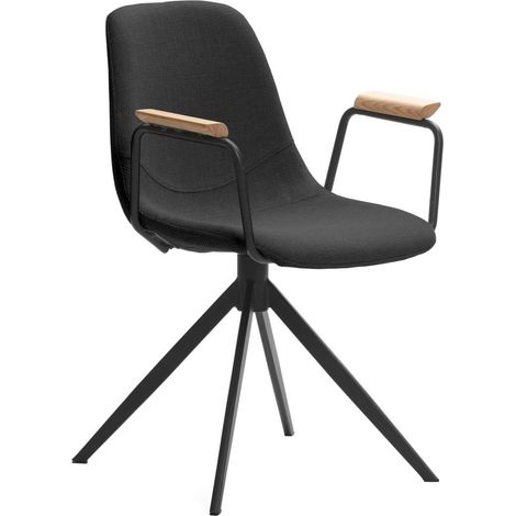 Pack de 2 sillones giratorias modelo Tajo con brazos tapizado textil negro, 81cm(alto) 61cm(ancho) 59cm(largo) (1/5)