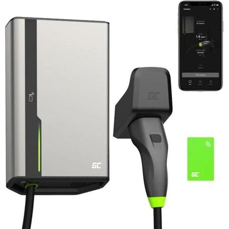 Green Cell GC EVGC021B2250 - Wallbox, 3,6 - 22 KW, 5 m, NFC Gris Aluminio Pared Pantalla incorporada LED (1/3)