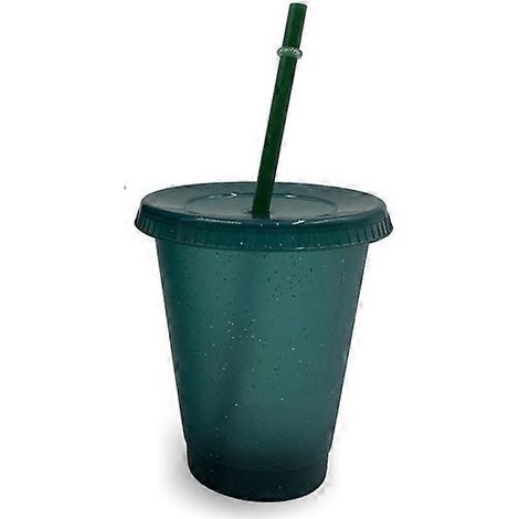 Becher mit Deckel und Strohhalm, wiederverwendbare PP-Kunststoffflasche für Kaltgetränke (Kaffee, Saft, Smoothies) (1/5)