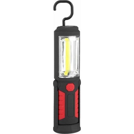 Lampe de Travail LED Rechargeable avec Magnétique Lampe de Torches de LED 2200mAh LED 650Lm 3W pour Auto Garage Atelier Camping Bricolage (Red) (1/5)