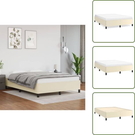 Cama de cuero - vidaXL Estructura de cama sin colchón cuero sintético crema 140x200 cm - Cama de madera
