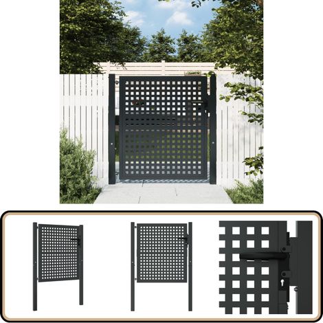 Portail de jardin anthracite 105x150 cm acier - Portail De Jardin - Portail En Acier - Clôture - Entrée De Jardin - Porte De Terrasse (1/5)