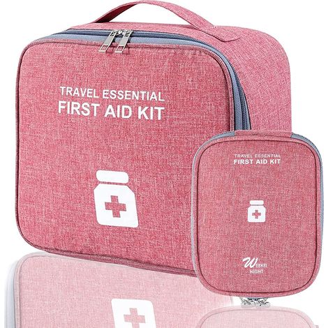 Trousse de Premier Secours, 2 Pièces, Trousse de Secours Vide, Familial Premiers Secours Portable Boîte Médicale(rouge foncé) (1/5)