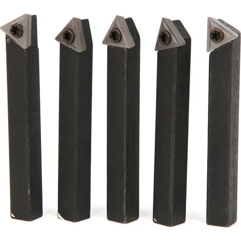 Lot de 5 outils de tournage à plaquettes 1/4 pouce en carbure cémenté pour tournage dressage sur tour (1/5)