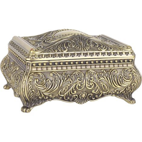 Boîte à bijoux en métal bronze rectangulaire vintage, coffret cadeau pour Noël et anniversaire femme (1/5)