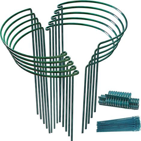 10x Tuteurs Pour Plantes, Piquets Verts Demi-Ronds Support Plantes Plante,Aidez Vos à Pousser - Anneau de Plante Pieux Hortensias,Pivoines,Plantes Vivaces(25cmx40cm), 25x40cm-10 paquets (1/5)