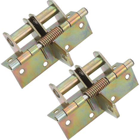 Lot de 2 charnières à ressort pour porte - Mécanisme d'amortissement automatique - Charnière à ressort à fermeture automatique pour armoires et penderies - Couleur dorée (1/5)