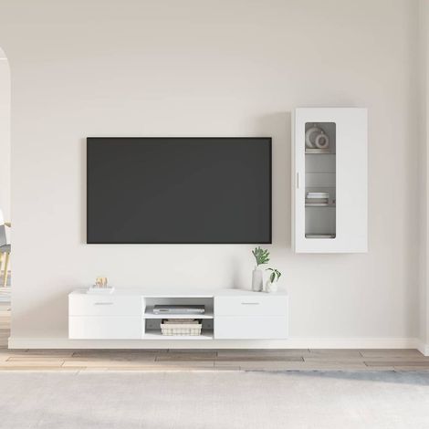 TV Cabinet Set FLORIN 3 pcs White Engineered Wood vidaXL