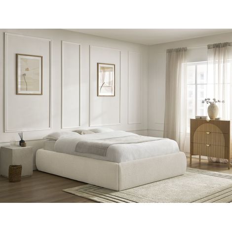 BOBOCHIC - Sommier coffre INERA tissu bouclette 140x190 Beige (1/5)