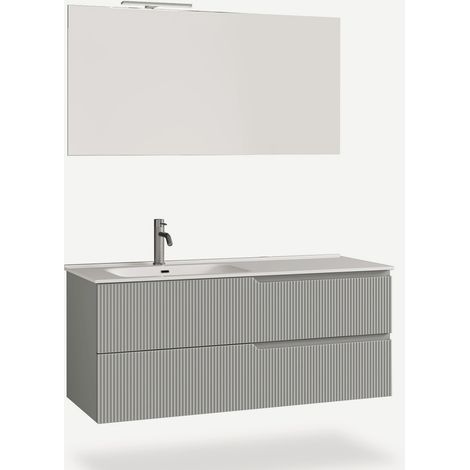 Mobile bagno sospeso con specchio e lavabo Venere SX - Grigio