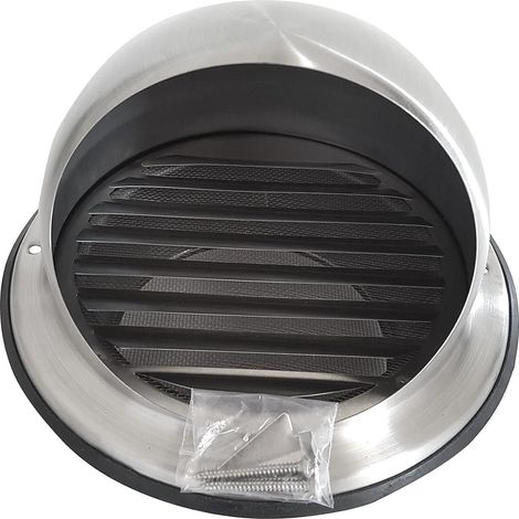 Entrée d'air sphérique en acier inoxydable V2A de 100 mm avec protection contre les intempéries et les insectes, couleur argent. (1/5)
