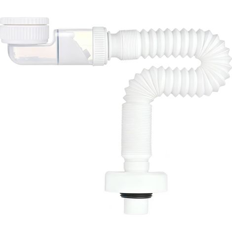 1 1/4" Siphon Lavabo Extra Plat38-93cm Universel Syphon Evier Cuisine Blanc (1/5)