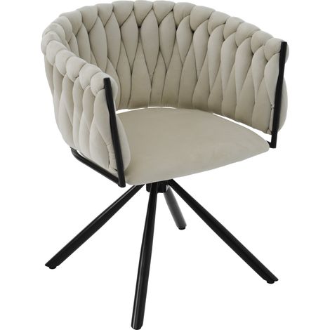 Lot 6 chaises salon/salle à manger beiges - 4 pieds métal - Luxe - Pour détente, chambre, salon (1/5)