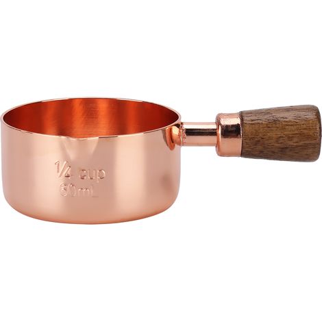 Casserole en Acier Inoxydable Doré Rose avec Poignée en Bois pour Cuisine - Capacité 1/4 Tasse (1/5)
